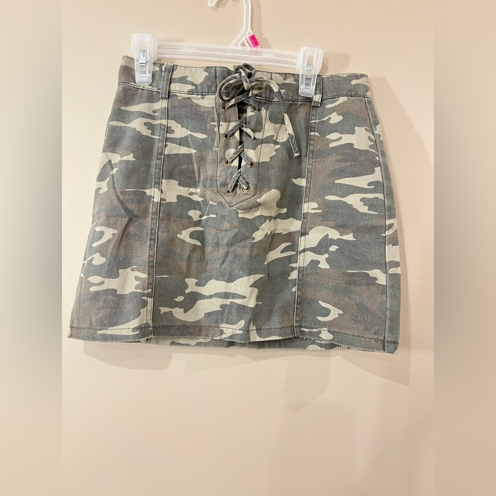 Forever 21 Camouflage Lace-Up Mini Skirt